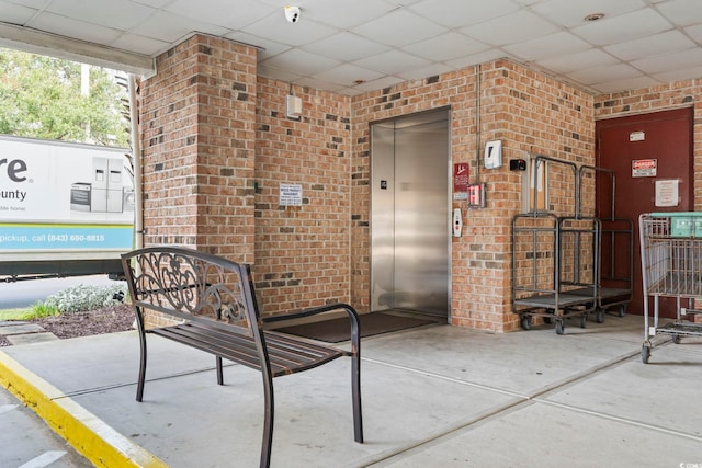 view of patio / terrace with elevator