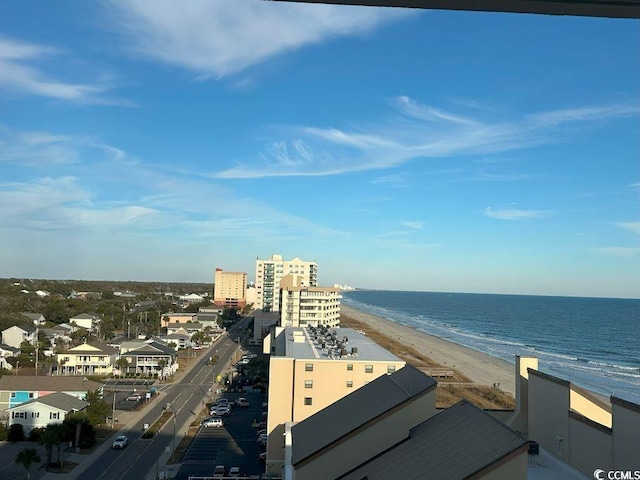 property view of water with a beach view