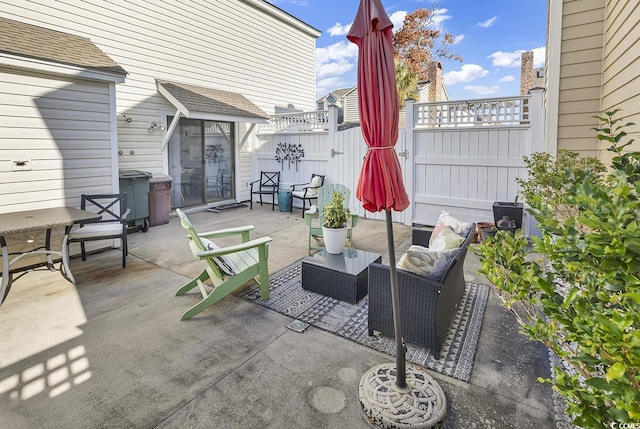 view of patio / terrace featuring an outdoor hangout area