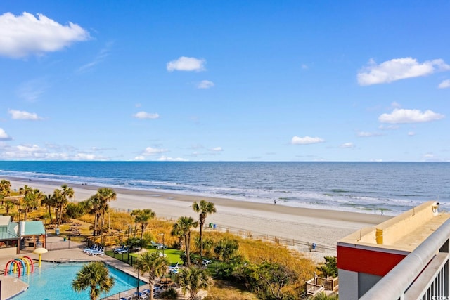 view of water feature featuring a beach view