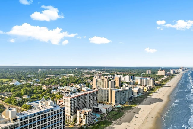 aerial view with a beach view and a water view