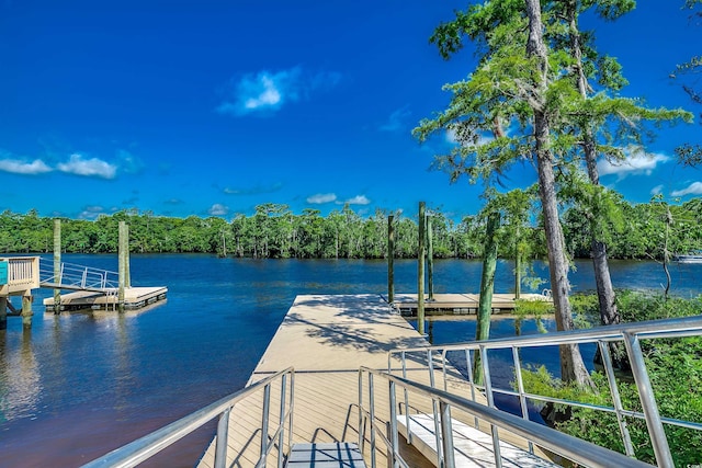 view of dock featuring a water view