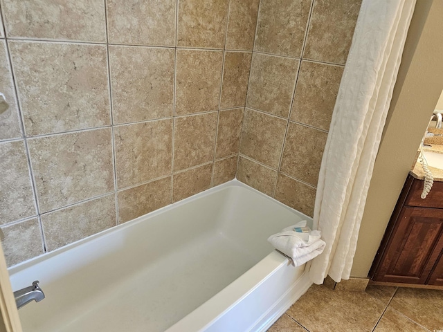 bathroom with vanity and tile patterned flooring