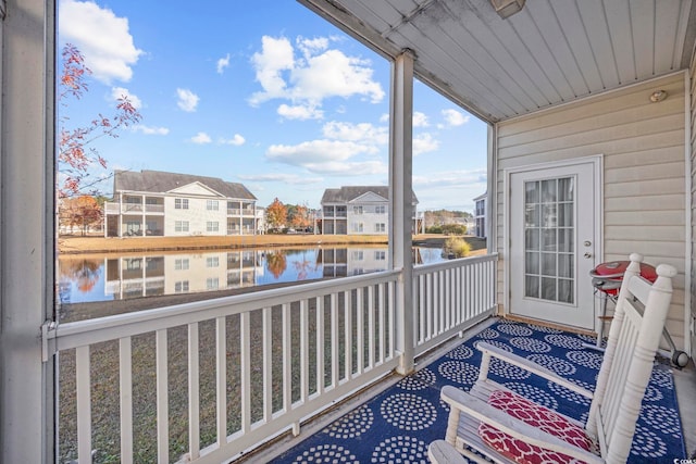 balcony with a water view