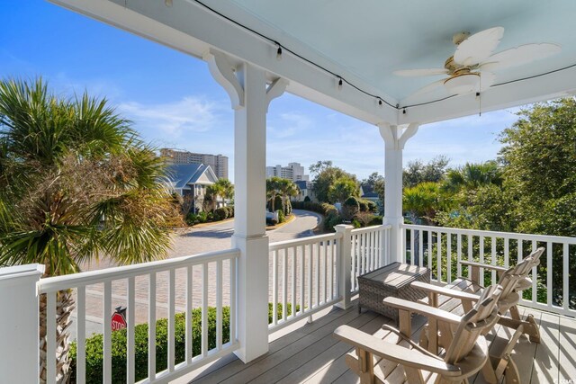 deck featuring ceiling fan