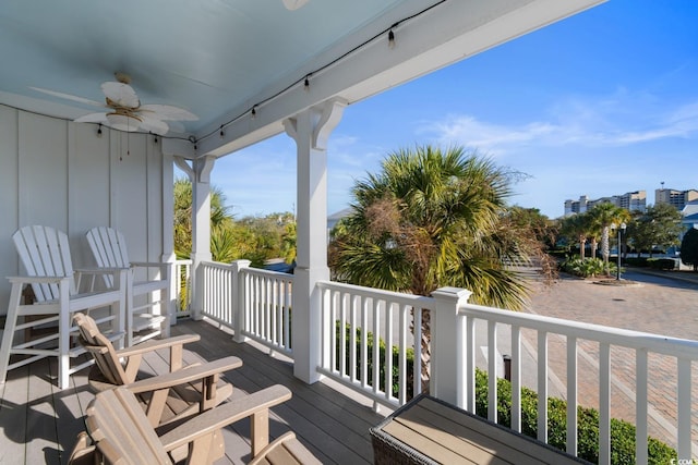 deck featuring ceiling fan