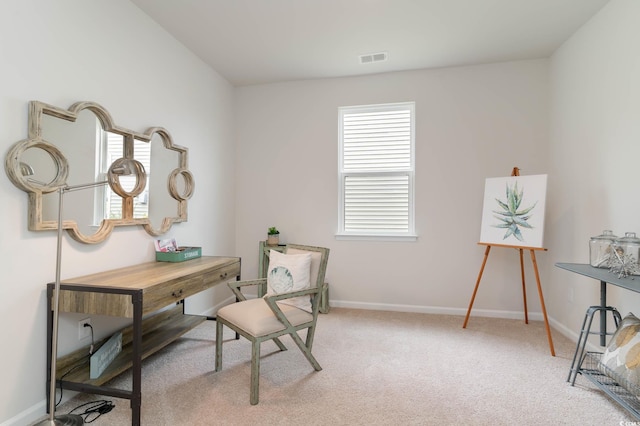 office space with light carpet