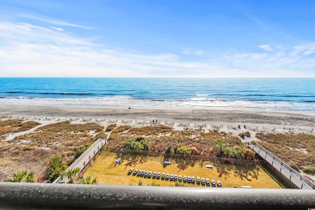 view of water feature with a view of the beach