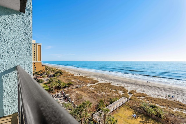 view of water feature featuring a view of the beach