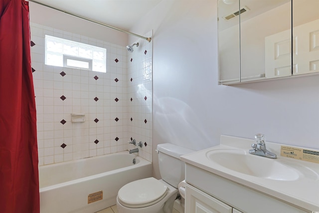 full bathroom featuring vanity, toilet, and shower / bath combo with shower curtain