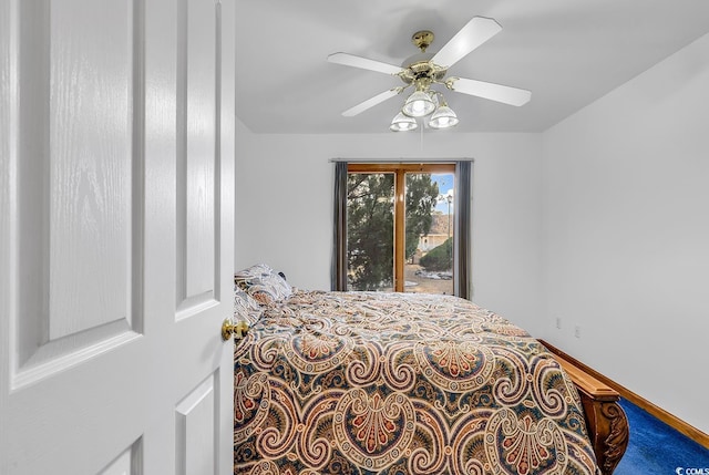 bedroom with carpet and ceiling fan