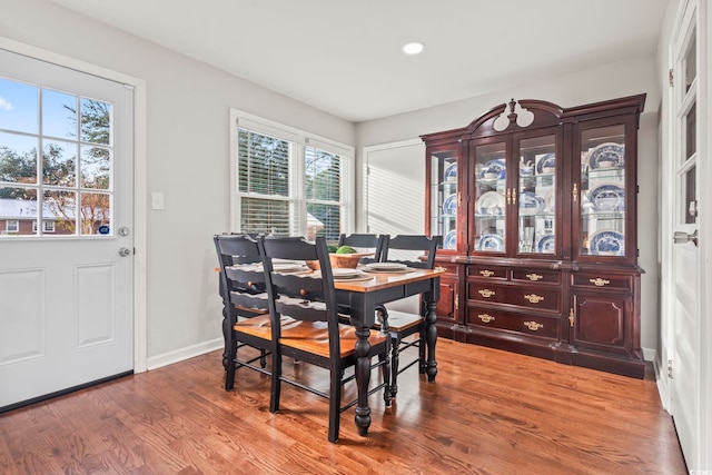 dining area featuring wood-type flooring