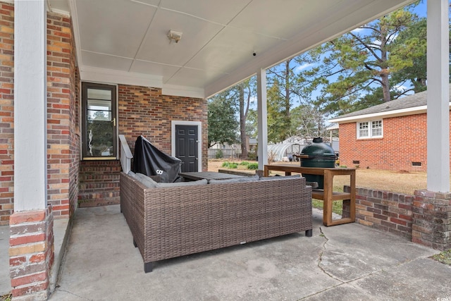 view of patio / terrace with outdoor lounge area and grilling area