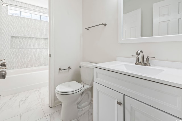 full bathroom featuring vanity, shower / bathtub combination, and toilet