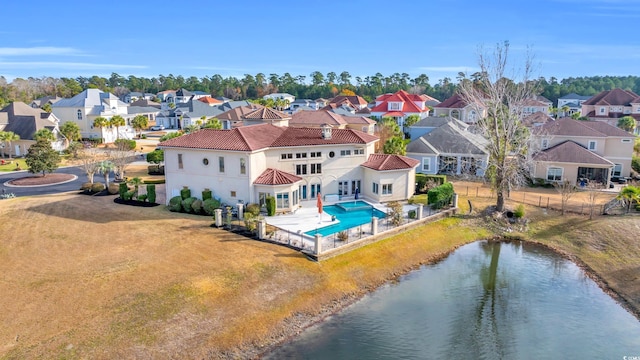 bird's eye view featuring a water view