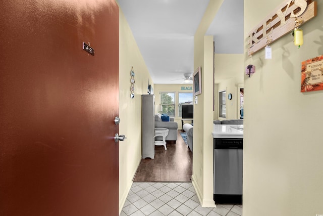 corridor featuring light hardwood / wood-style floors