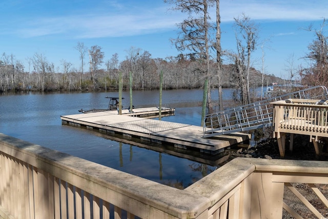 dock area featuring a water view