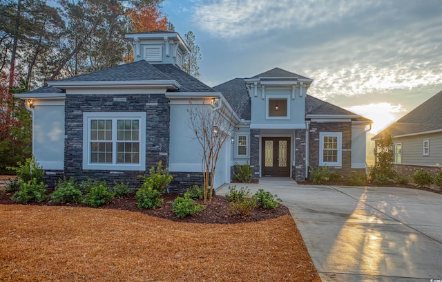 view of front of property with french doors