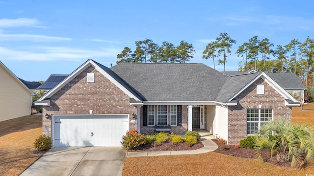 front facade with a garage