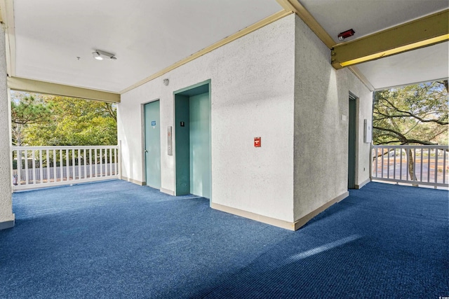 view of patio / terrace with elevator