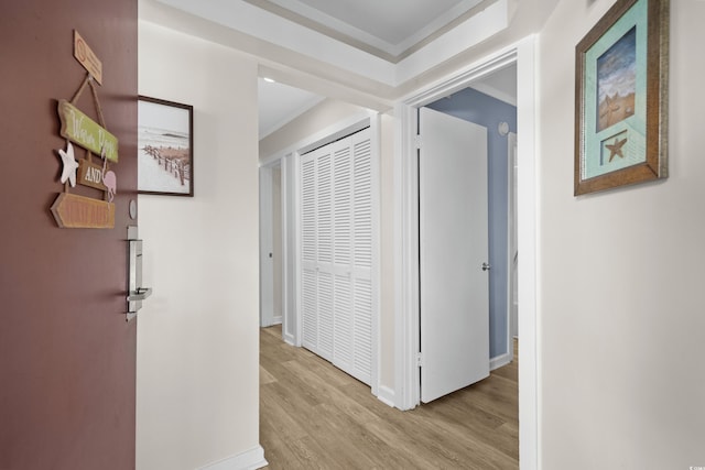 hall with light hardwood / wood-style flooring