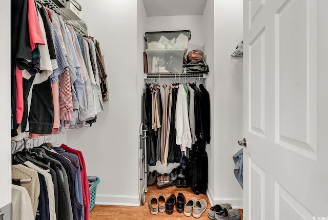 walk in closet featuring wood-type flooring