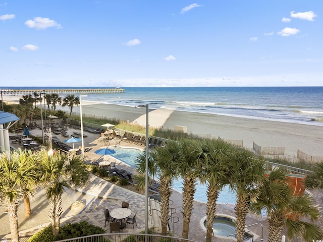 view of water feature featuring a view of the beach