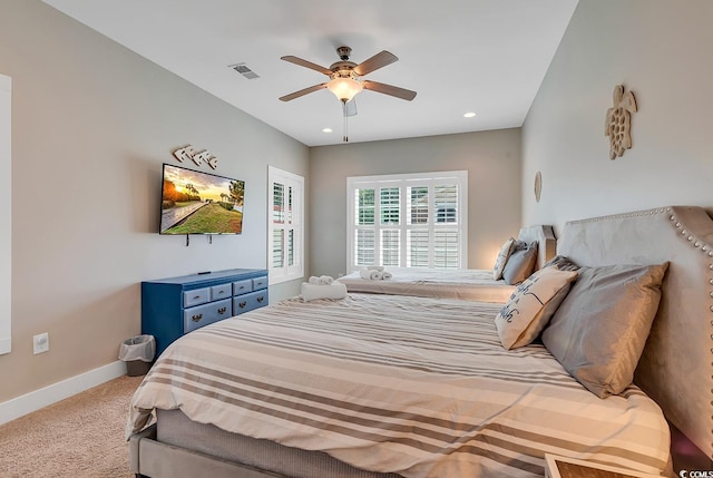 613 Lee Ave, Murrells Inlet, SC 29576 - bedroom with carpet flooring, baseboards, ceiling fan, and recessed lighting