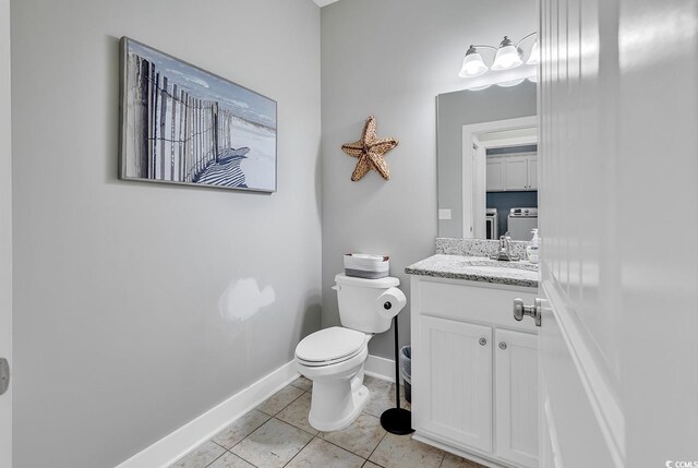 613 Lee Ave, Murrells Inlet, SC 29576 - half bath featuring toilet, vanity, baseboards, and tile patterned floors