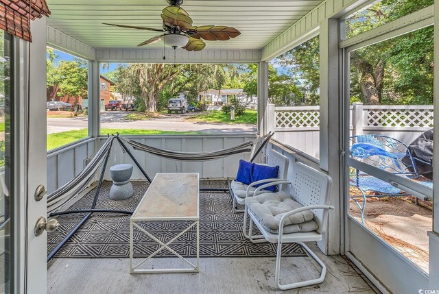 613 Lee Ave, Murrells Inlet, SC 29576 - unfurnished sunroom with a ceiling fan