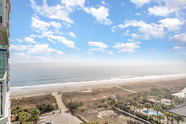 view of water feature with a view of the beach