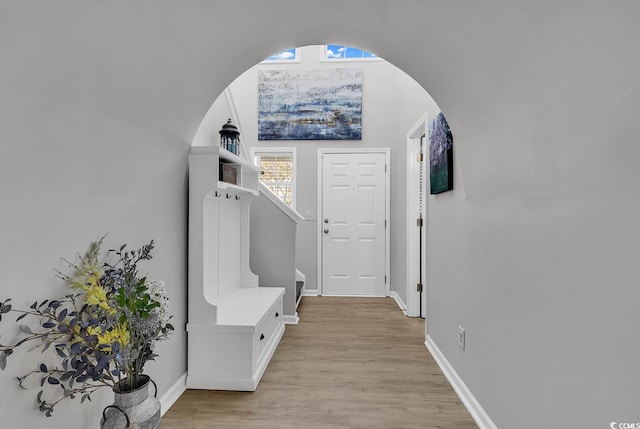 mudroom featuring light wood-type flooring