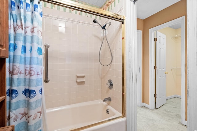 bathroom featuring shower / bathtub combination with curtain