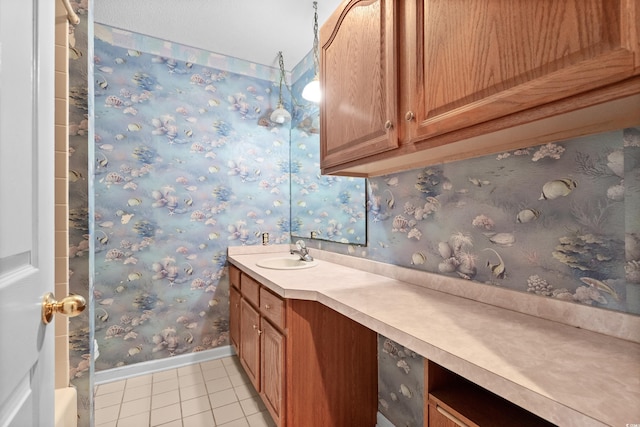 bathroom featuring vanity and tile patterned floors