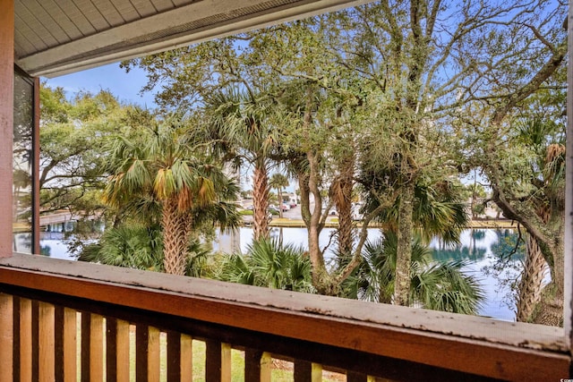 balcony with a water view