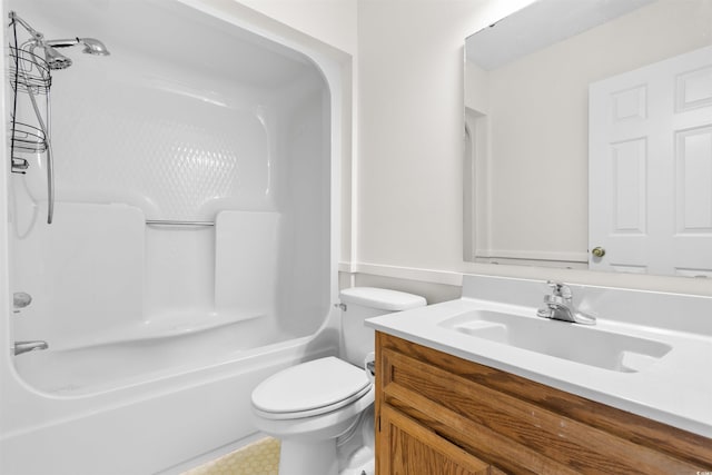 full bathroom featuring vanity, shower / bathtub combination, and toilet