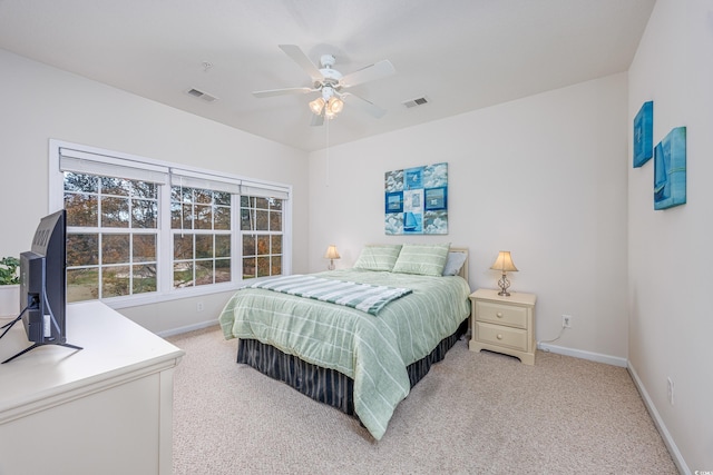 bedroom featuring carpet flooring and ceiling fan