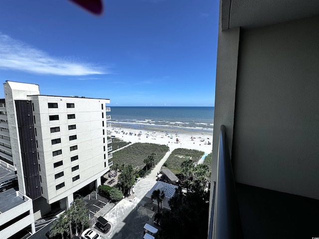 view of water feature featuring a beach view