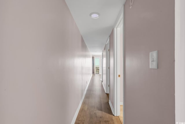 corridor featuring light wood-type flooring