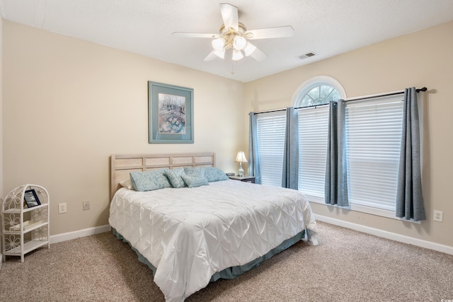 bedroom with carpet and ceiling fan