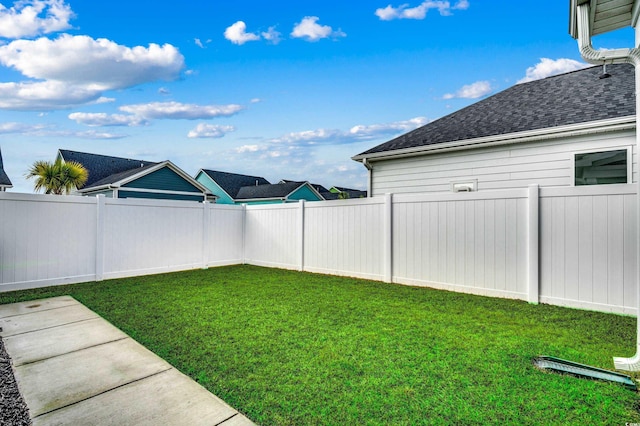 view of yard featuring a fenced backyard