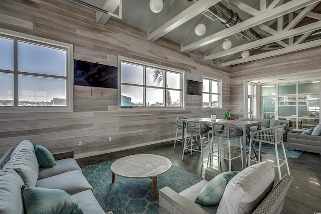 2023 Singing Palm Loop, Little River, SC 29566 - living area featuring wood walls