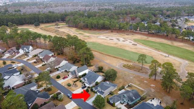 bird's eye view featuring a residential view and golf course view