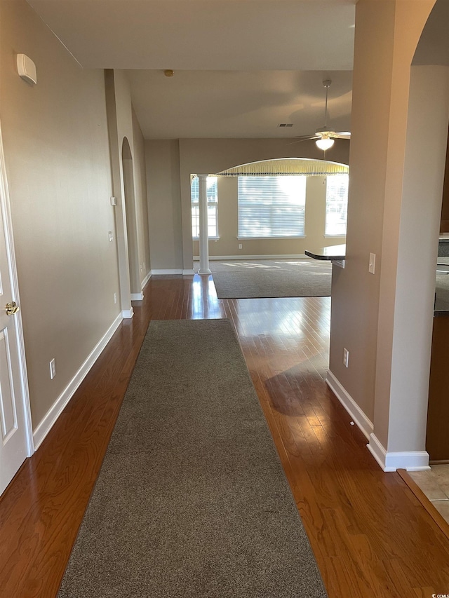 hallway featuring hardwood / wood-style flooring