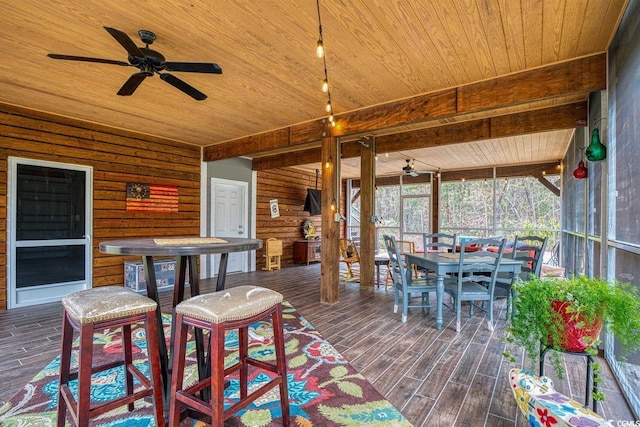 deck featuring ceiling fan