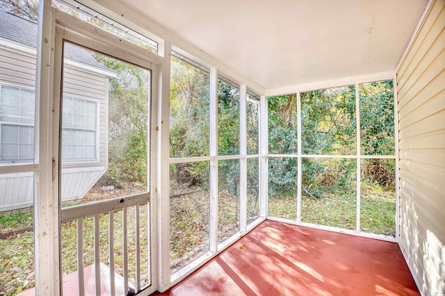 view of unfurnished sunroom