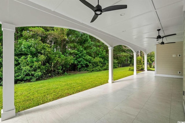 view of patio / terrace featuring ceiling fan