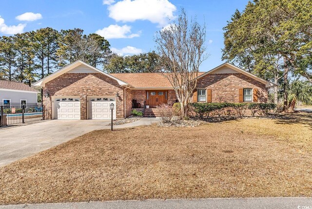 single story home with a garage