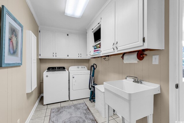 bathroom featuring vanity, tile patterned floors, a shower with door, and wood walls