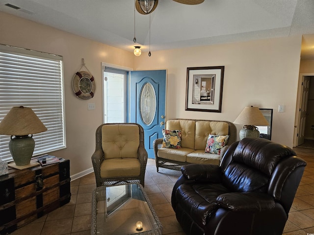 view of tiled living room